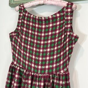 NWT Saint Geraldine Women's medium Chenille Woven purple green Plaid Dress new